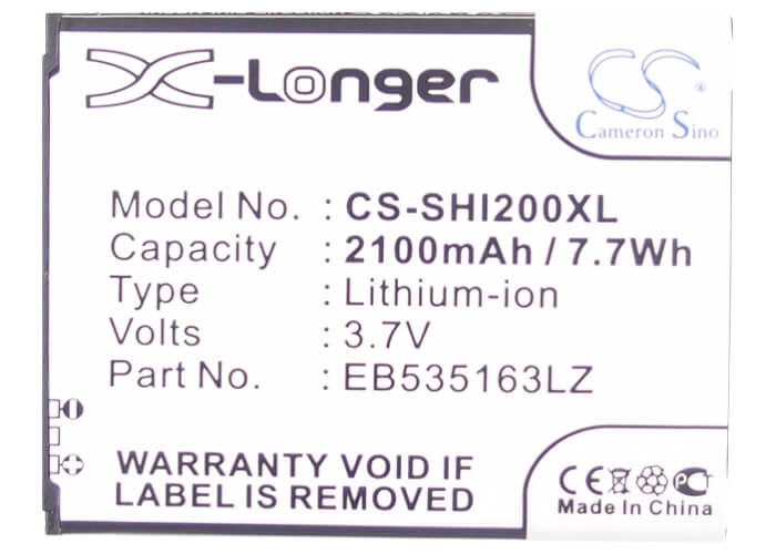 3.7V, 2100mAh, Li-ion Battery fits Samsung, Admire 4g, Code Sch-i200, 7.77Wh