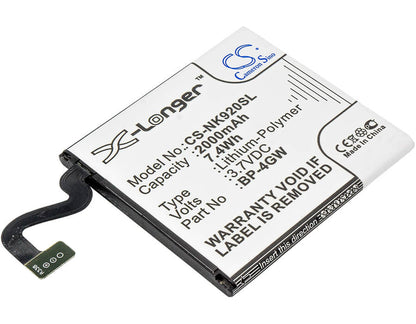 3.7V, 2000mAh, Li-Polymer Battery fits Nokia, Lumia 920, Lumia 920 4g, 7.4Wh