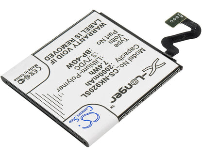 3.7V, 2000mAh, Li-Polymer Battery fits Nokia, Lumia 920, Lumia 920 4g, 7.4Wh