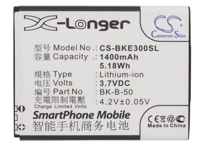 3.7V, 1400mAh, Li-ion Battery fits Bbk, Vivo E3, Vivo E3t, 5.18Wh