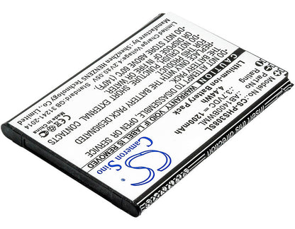 3.7V, 1200mAh, Li-ion Battery fits Inew, U1, 4.44Wh