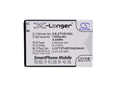 3.7V, 1200mAh, Li-ion Battery fits Amazing, A4c, 4.44Wh