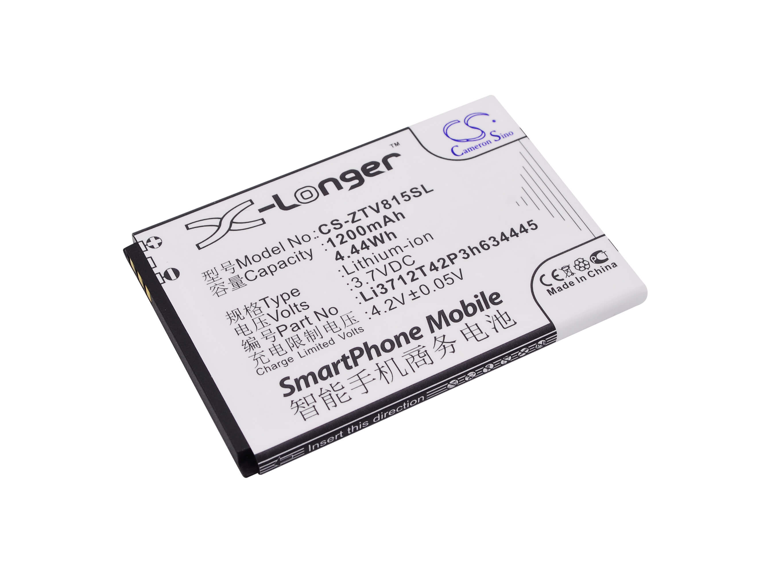 3.7V, 1200mAh, Li-ion Battery fits Zte, Blade C320, V815w, 4.44Wh
