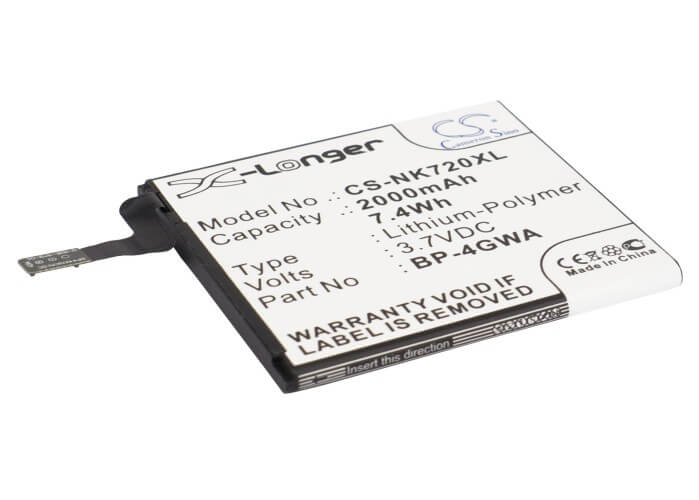 3.7V, 2000mAh, Li-Polymer Battery fits Nokia, Lumia 625, Lumia 625h, 7.4Wh