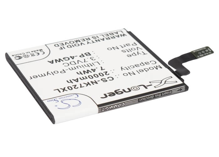 3.7V, 2000mAh, Li-Polymer Battery fits Nokia, Lumia 625, Lumia 625h, 7.4Wh