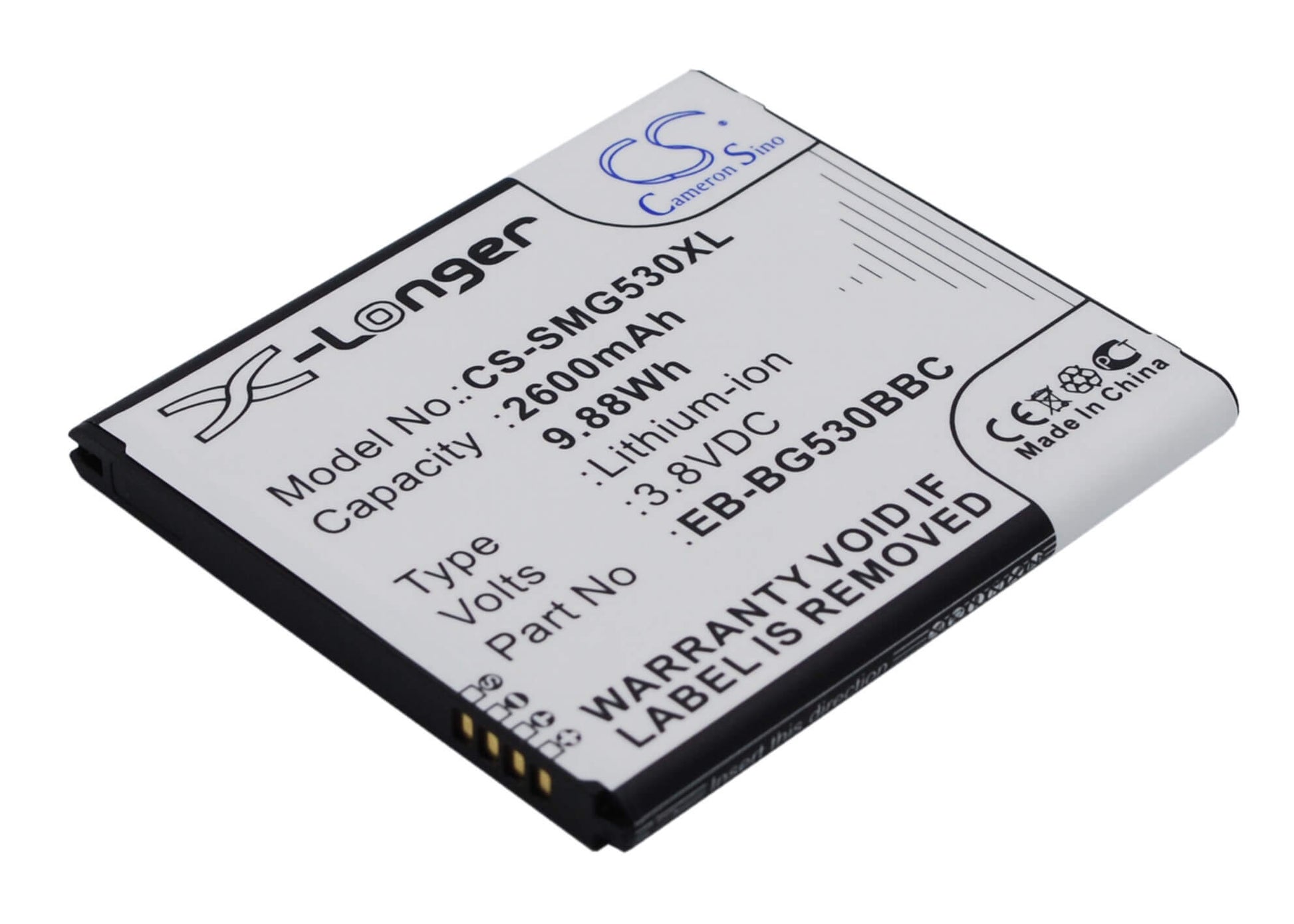 3.8V, 2600mAh, Li-ion Battery fits Samsung, Emerge J3, Express Prime 2, 9.88Wh