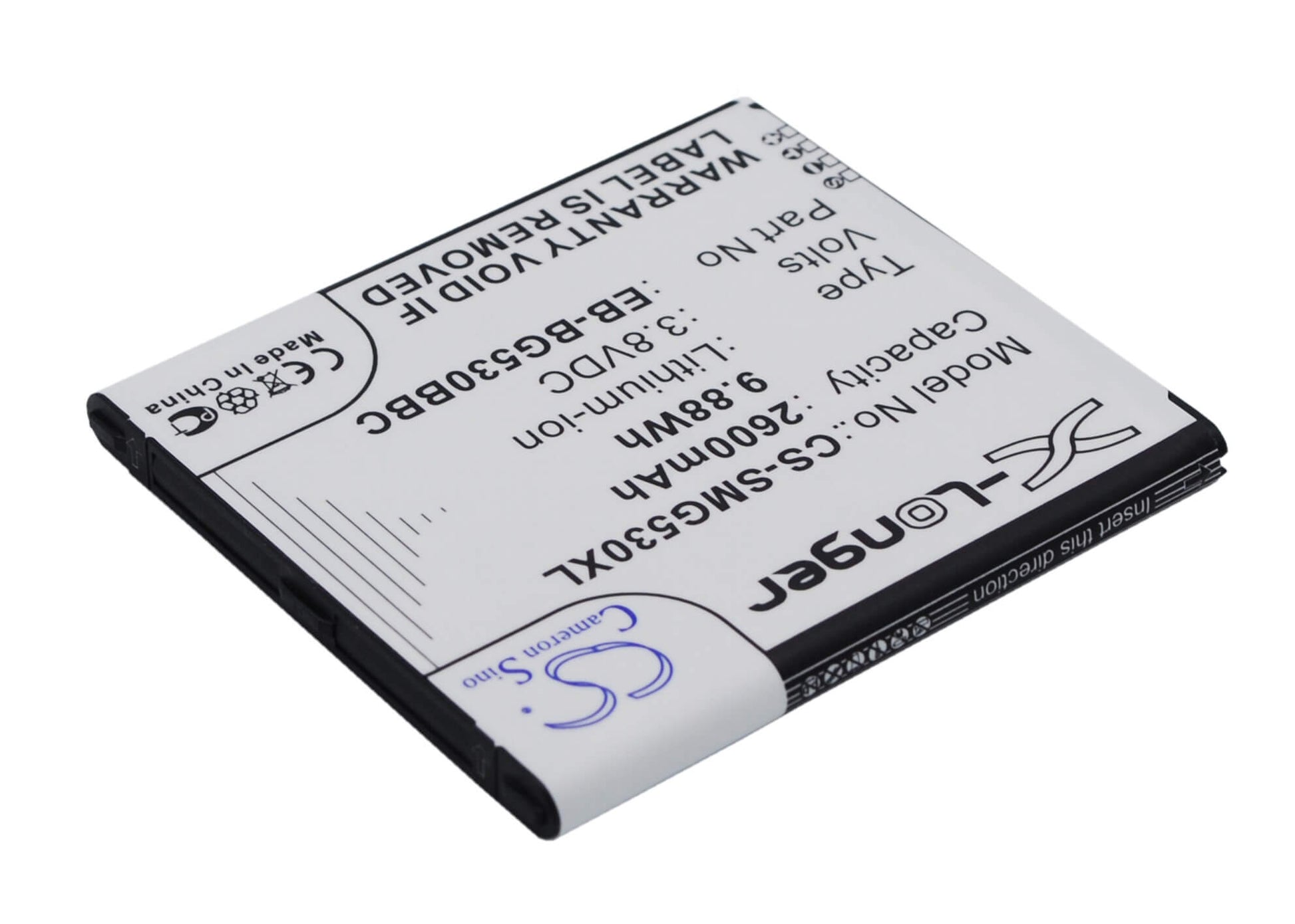 3.8V, 2600mAh, Li-ion Battery fits Samsung, Emerge J3, Express Prime 2, 9.88Wh
