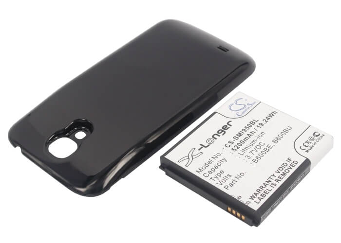 Black, 3.7V, 5200mAh, Li-ion Battery fits Samsung, Galaxy S4, Galaxy S4 Lte, 19.24Wh