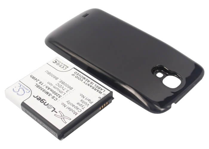 Black, 3.7V, 5200mAh, Li-ion Battery fits Samsung, Galaxy S4, Galaxy S4 Lte, 19.24Wh