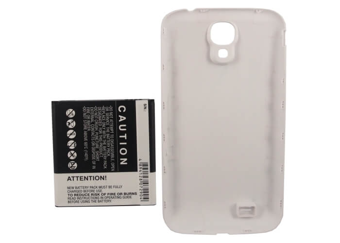White, 3.7V, 5200mAh, Li-ion Battery fits Samsung, Galaxy S4, Galaxy S4 Lte, 19.24Wh