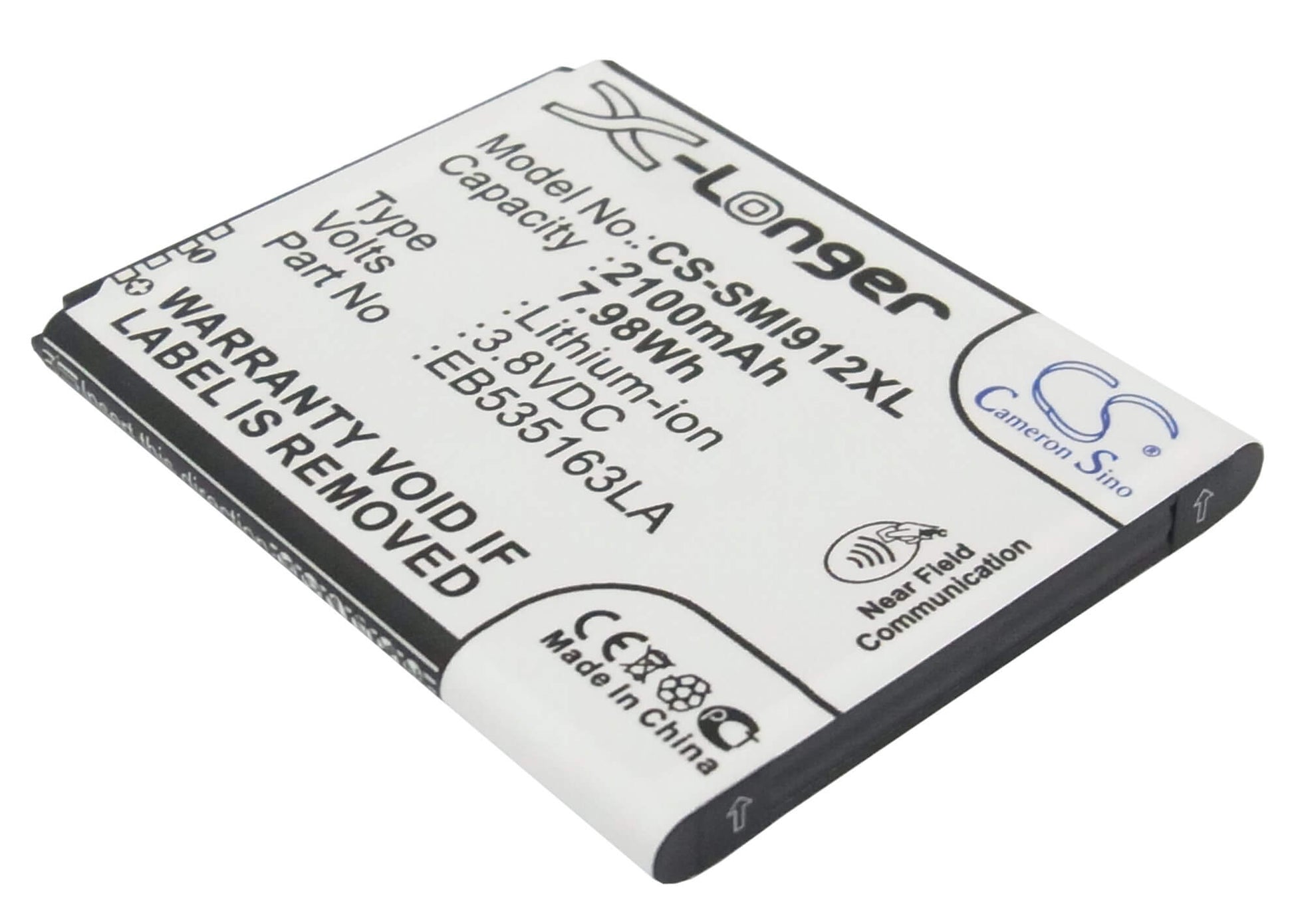 CS-SMI912XL, Mobile, Smartphone 3.8V, 2100mAh, Li-ion Battery fits Samsung, Galaxy Grand, Galaxy Grand Duos, 7.98Wh