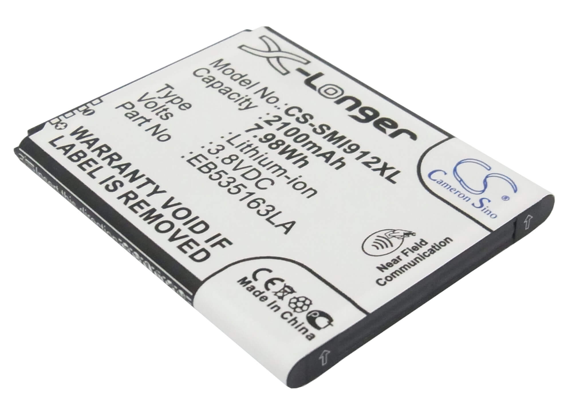 CS-SMI912XL, Mobile, Smartphone 3.8V, 2100mAh, Li-ion Battery fits Samsung, Galaxy Grand, Galaxy Grand Duos, 7.98Wh