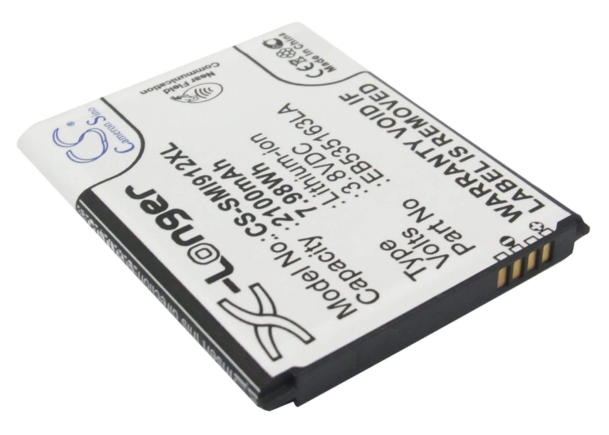 CS-SMI912XL, Mobile, Smartphone 3.8V, 2100mAh, Li-ion Battery fits Samsung, Galaxy Grand, Galaxy Grand Duos, 7.98Wh
