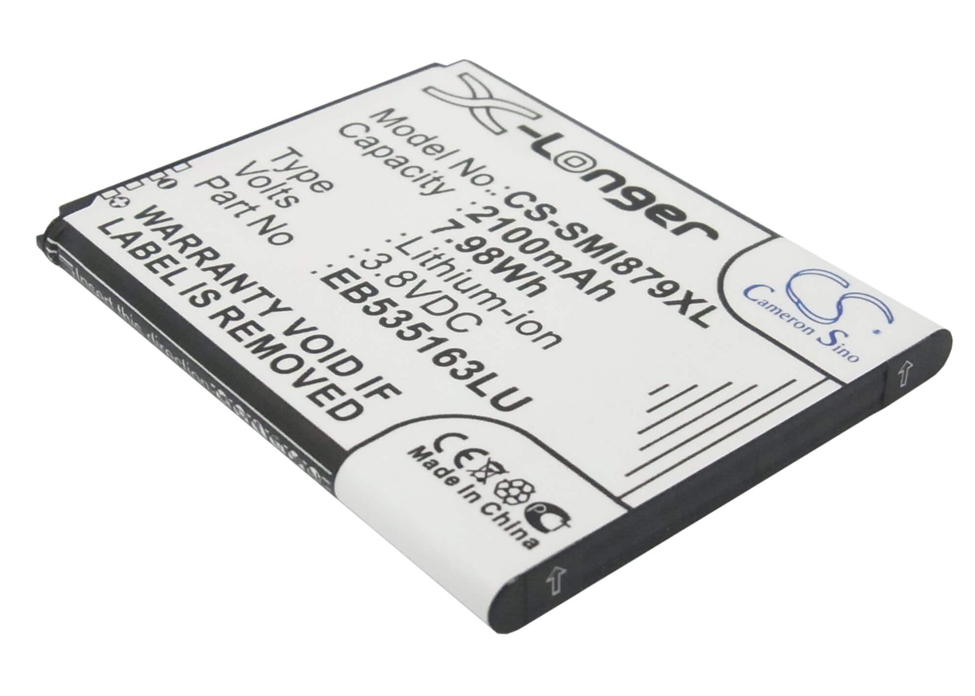 CS-SMI879XL, Mobile, Smartphone 3.8V, 2100mAh, Li-ion Battery fits Samsung, Galaxy Grand, Galaxy Grand Duos, 7.98Wh