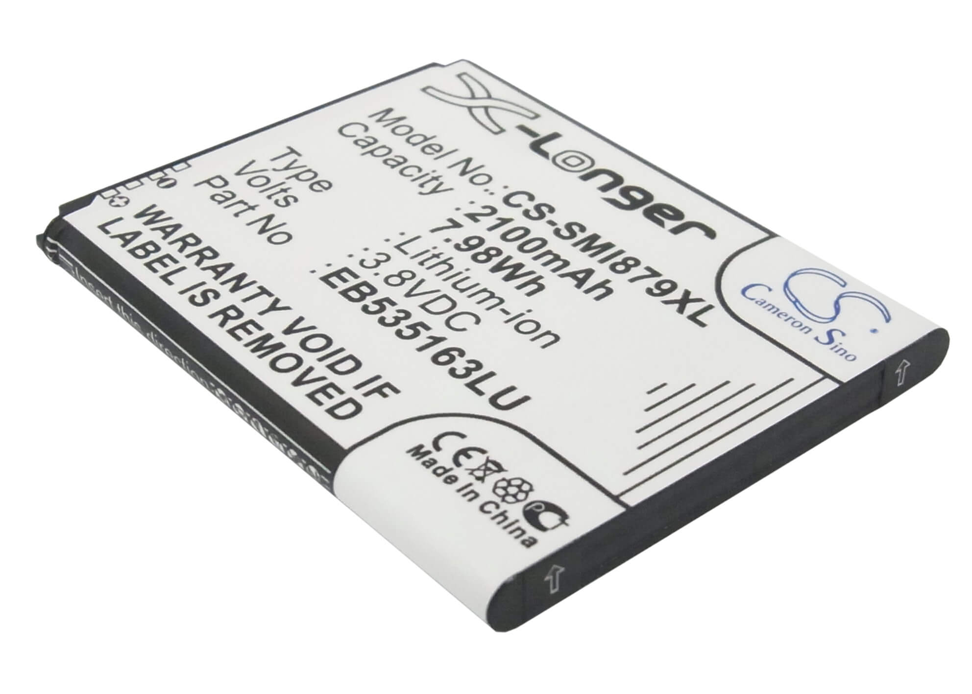 CS-SMI879XL, Mobile, Smartphone 3.8V, 2100mAh, Li-ion Battery fits Samsung, Galaxy Grand, Galaxy Grand Duos, 7.98Wh