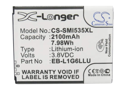 CS-SMI535XL, Mobile, Smartphone 3.8V, 2100mAh, Li-ion Battery fits Samsung, Baffin, Galaxy S 3, 7.98Wh