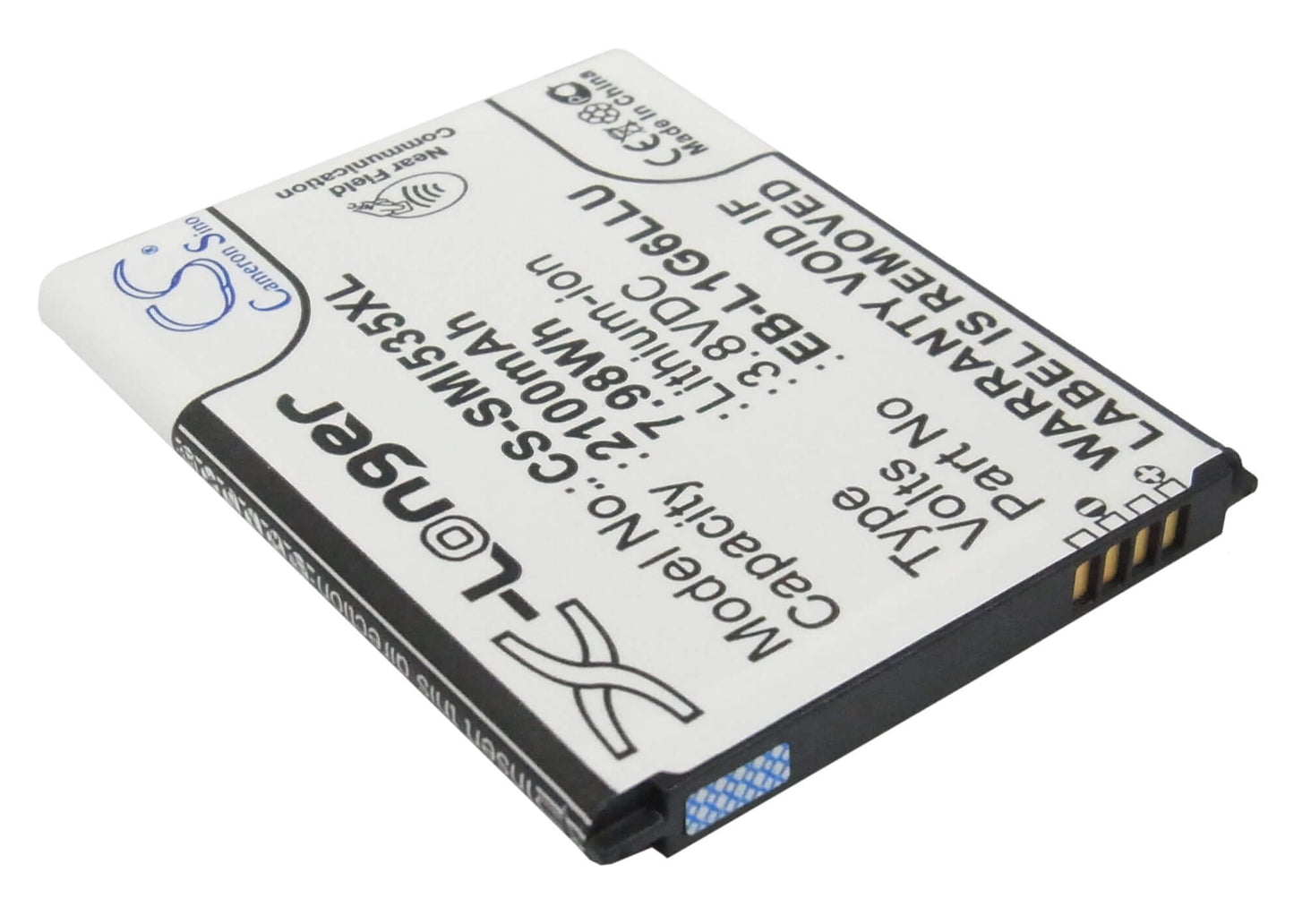 3.8V, 2100mAh, Li-ion Battery fits Uscellular, Galaxy S 3, Galaxy S Iii, 7.98Wh
