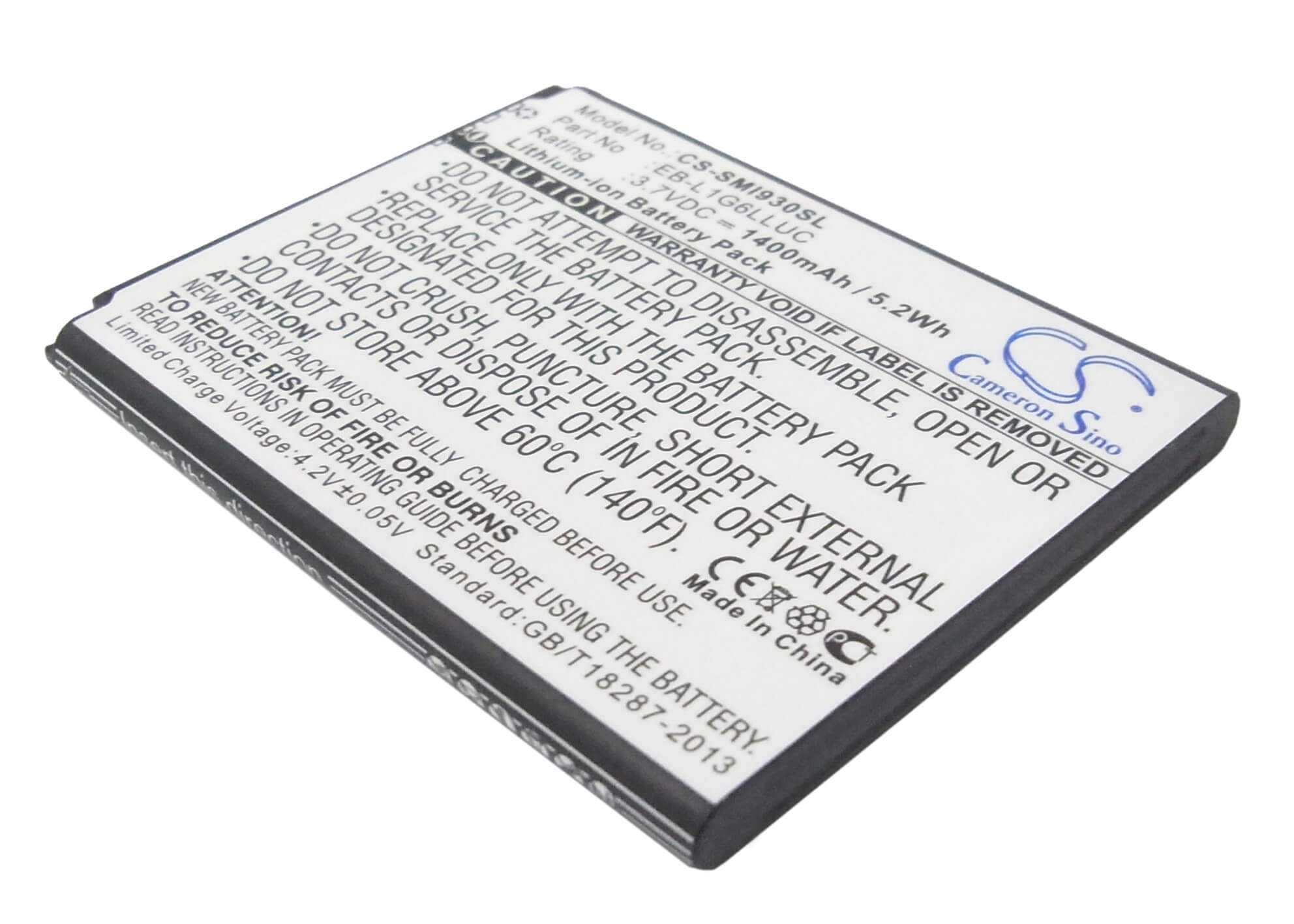 3.7V, 1400mAh, Li-ion Battery fits Samsung, Baffin, Galaxy S 3, 5.18Wh