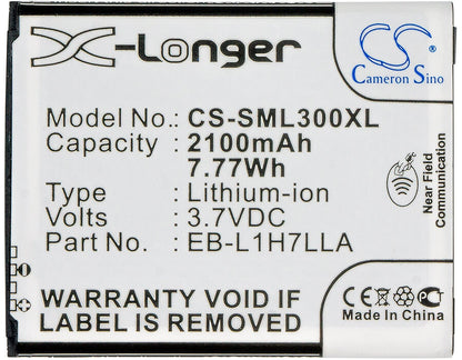 3.8V, 2100mAh, Li-ion Battery fits Samsung, Galaxy Axiom, Galaxy Victory 4g, 7.98Wh