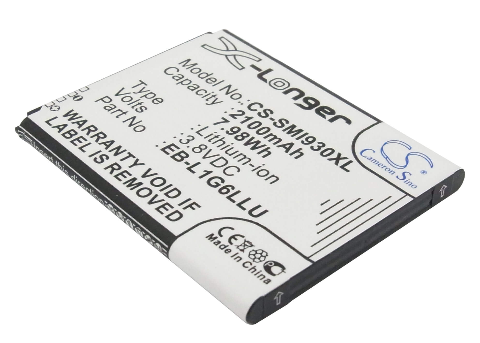3.8V, 2100mAh, Li-ion Battery fits Verizon, Galaxy S3, Galaxy Siii, 7.98Wh