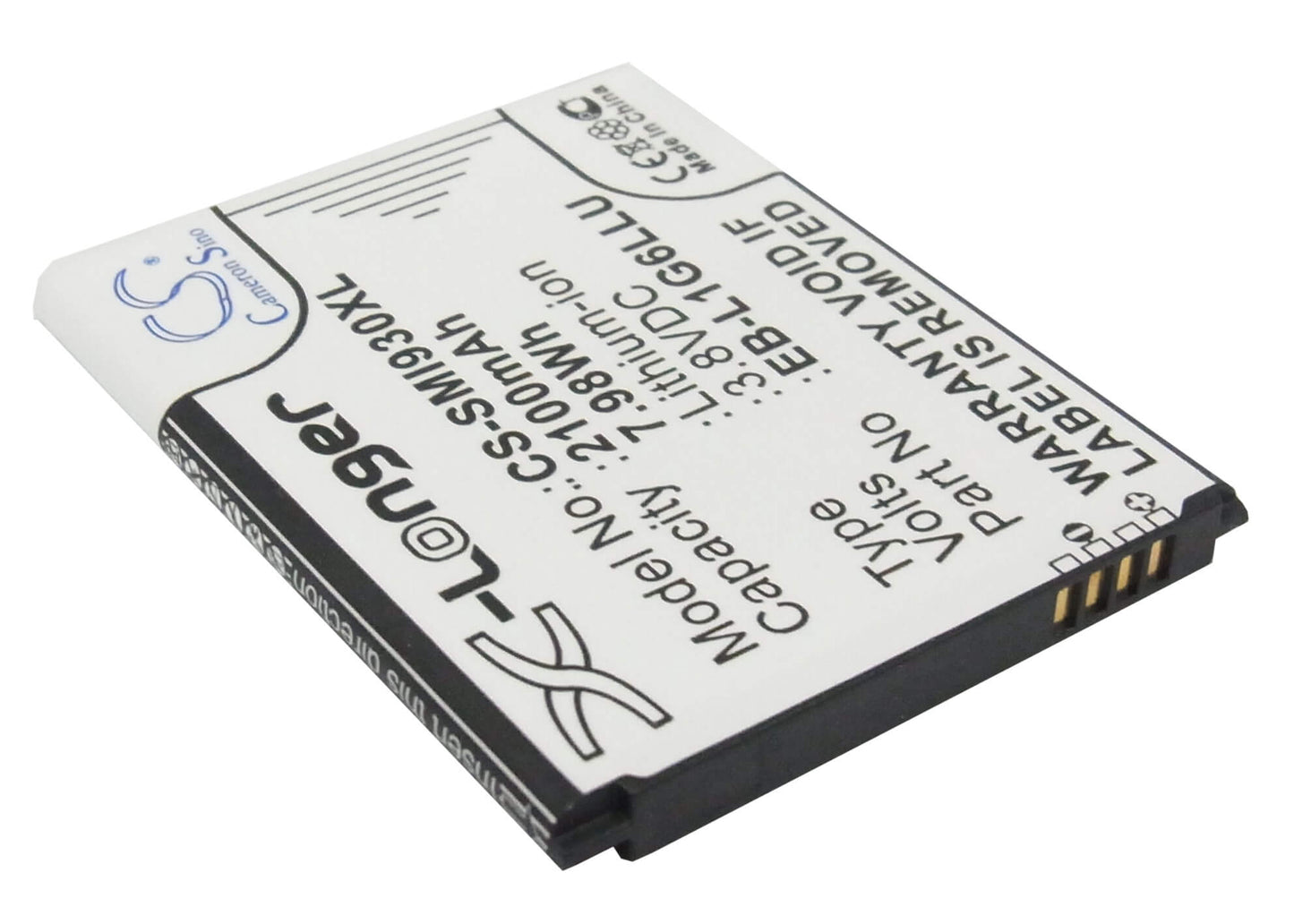 3.8V, 2100mAh, Li-ion Battery fits Verizon, Galaxy S3, Galaxy Siii, 7.98Wh