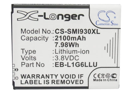 3.8V, 2100mAh, Li-ion Battery fits Verizon, Galaxy S3, Galaxy Siii, 7.98Wh