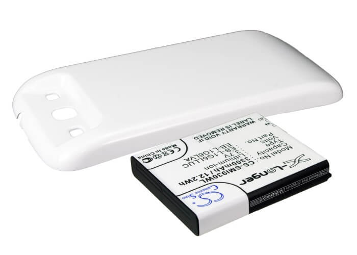 White, 3.7V, 3300mAh, Li-ion Battery fits Samsung, Galaxy S3, Galaxy Siii, 12.21Wh