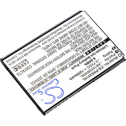 3.7V, 1200mAh, Li-ion Battery fits Philips, S301, S308, 4.44Wh