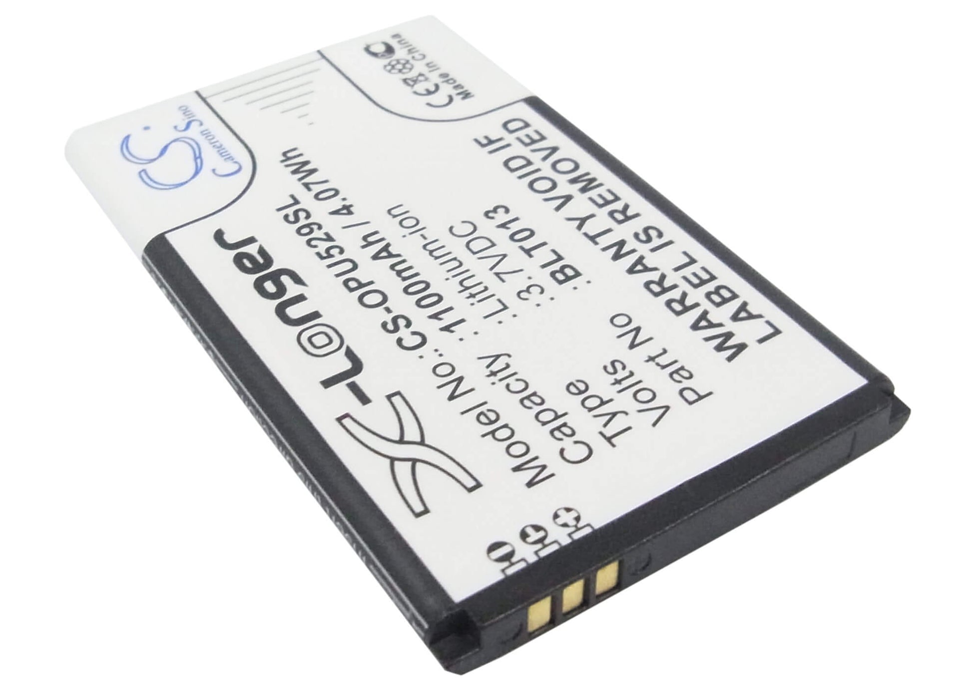 3.7V, 1100mAh, Li-ion Battery fits Oppo, A209, E21w, 4.07Wh