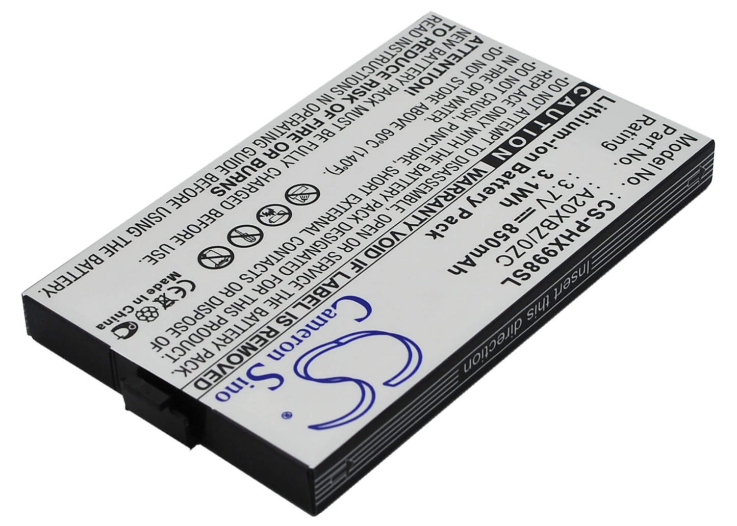 3.7V, 850mAh, Li-ion Battery fits Philips, Xenium 9@98, Xenium 9a98, 3.145Wh
