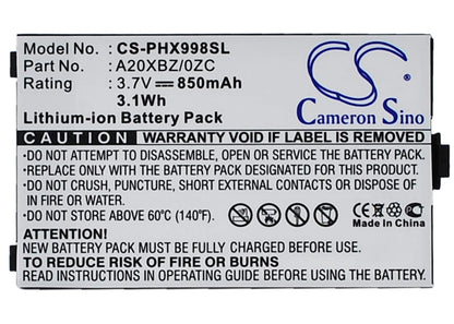 3.7V, 850mAh, Li-ion Battery fits Philips, Xenium 9@98, Xenium 9a98, 3.145Wh