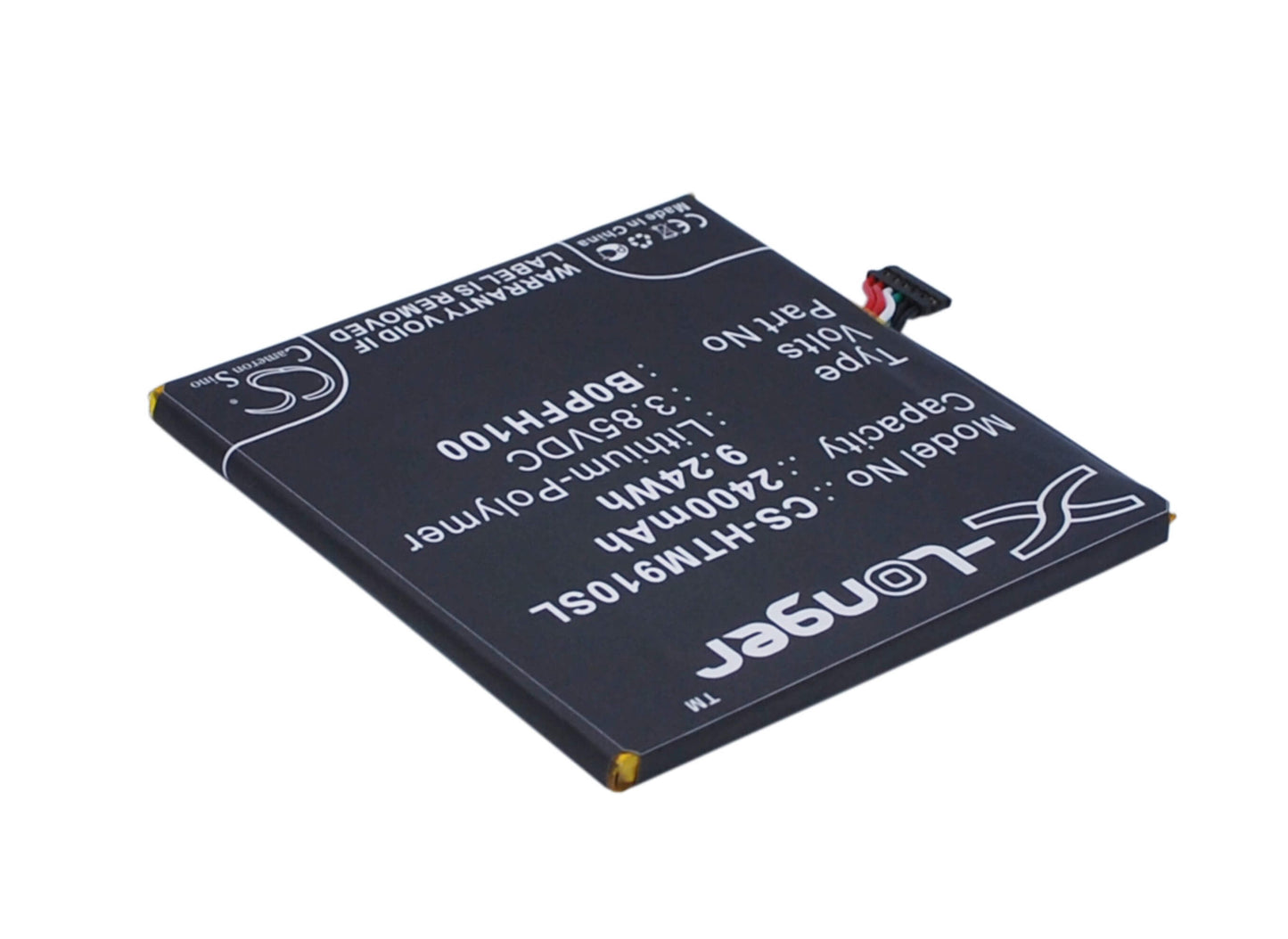 3.85V, 2400mAh, Li-Polymer Battery fits Htc, 0p9fh100, 0pfh110, 9.24Wh