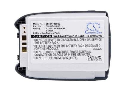 3.7V, 950mAh, Li-ion Battery fits Sanyo, Mm7400, Mm-7400, 3.515Wh