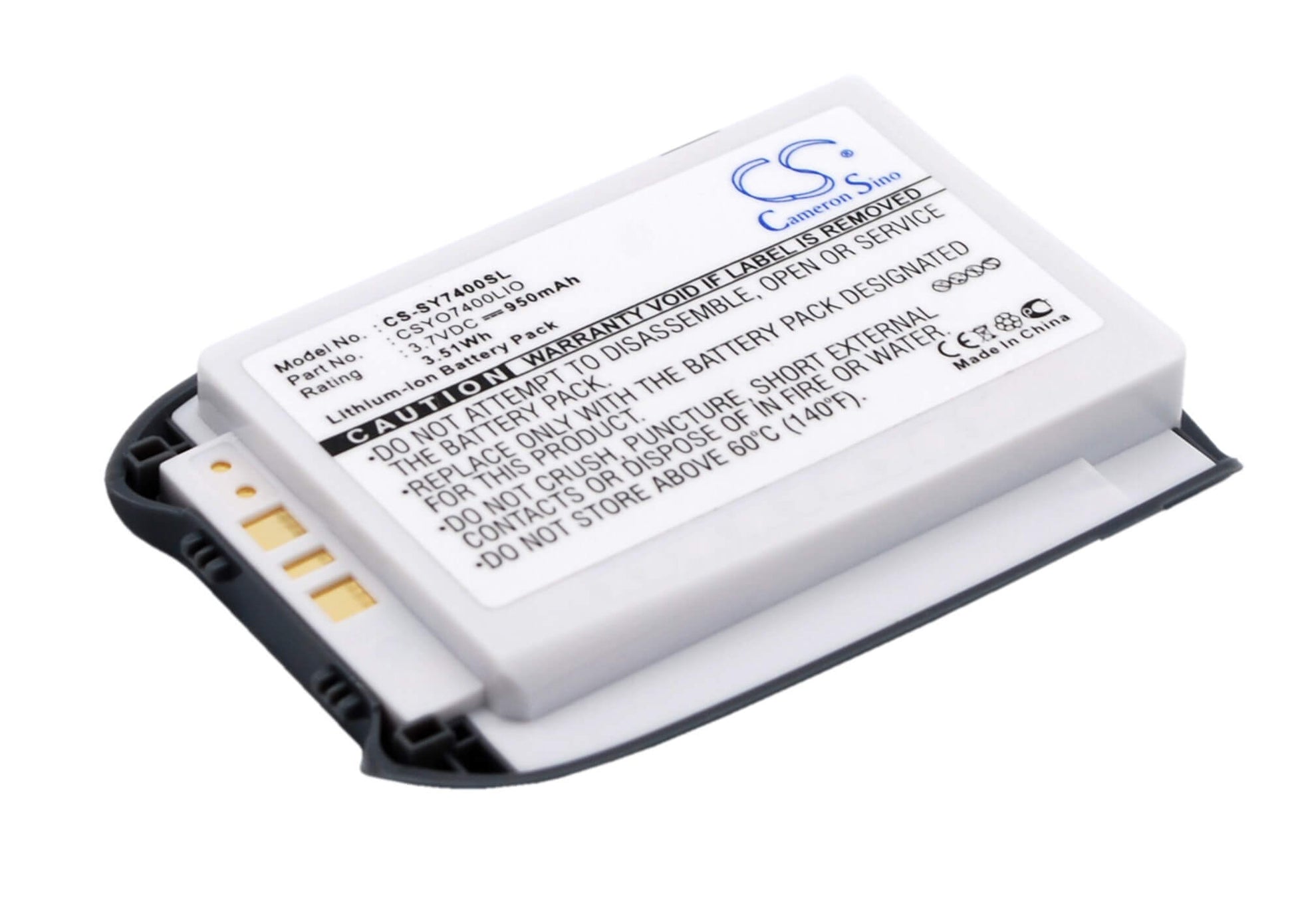 3.7V, 950mAh, Li-ion Battery fits Sanyo, Mm7400, Mm-7400, 3.515Wh