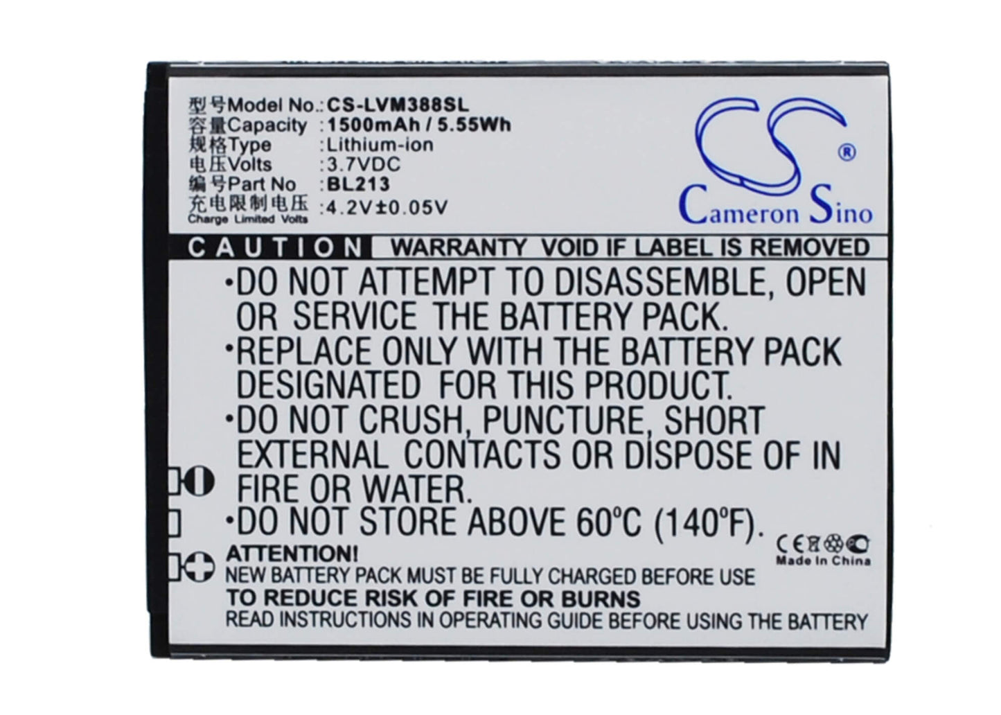 3.7V, 1500mAh, Li-ion Battery fits Lenovo, Ma388, Ma388a, 5.55Wh
