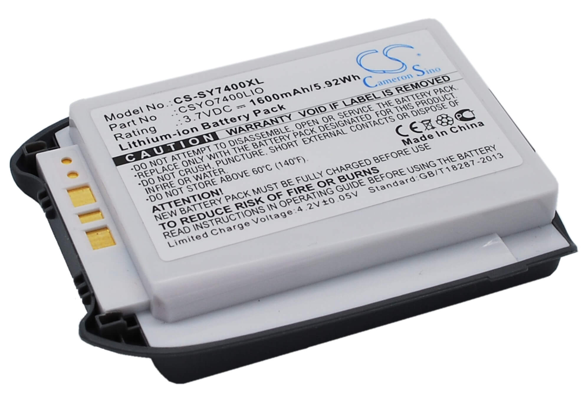 3.7V, 1600mAh, Li-ion Battery fits Sanyo, Mm7400, Mm-7400, 5.92Wh