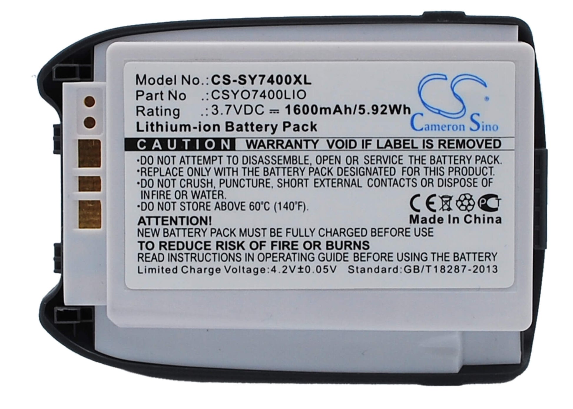 3.7V, 1600mAh, Li-ion Battery fits Sanyo, Mm7400, Mm-7400, 5.92Wh