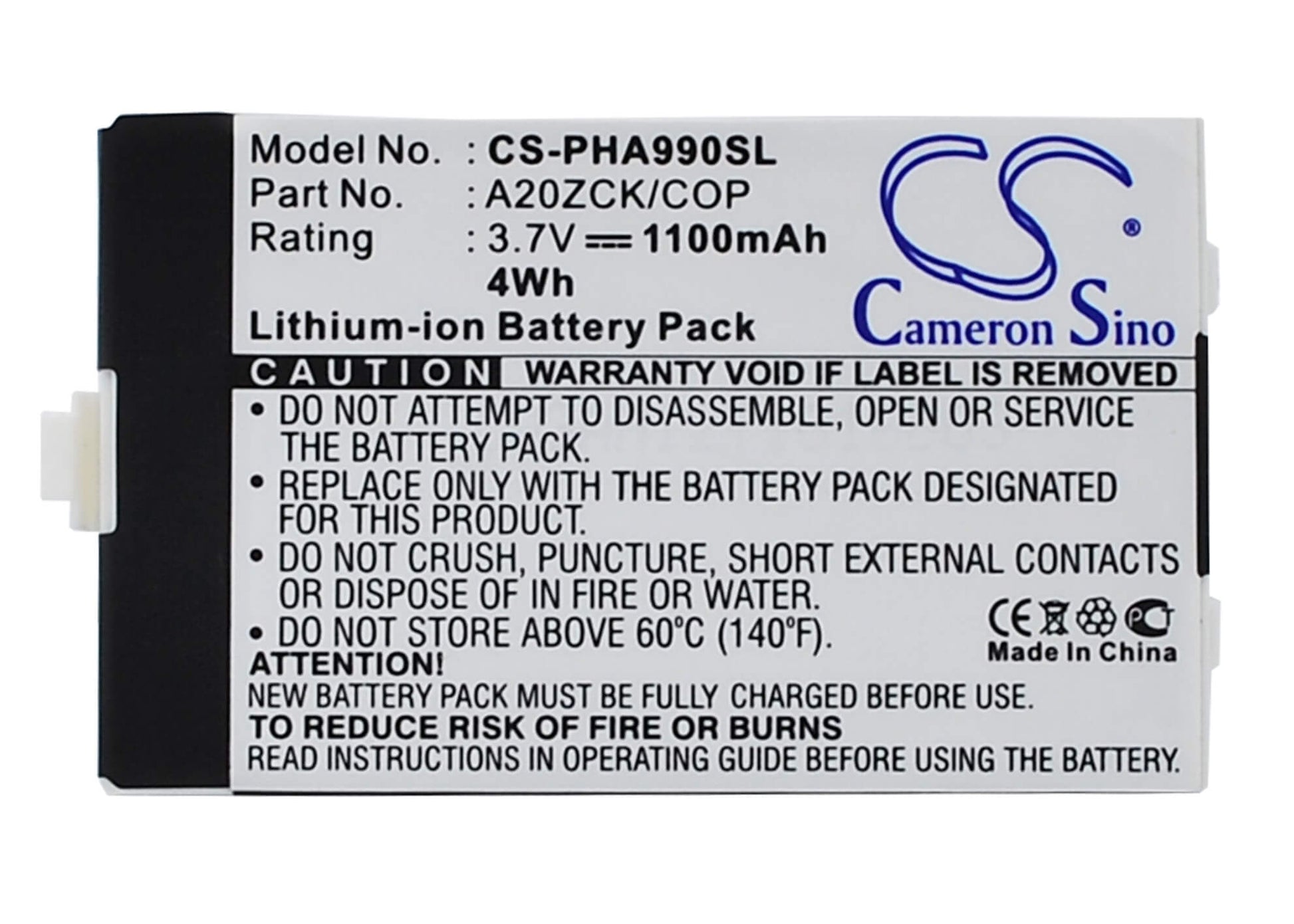 3.7V, 1100mAh, Li-ion Battery fits Philips, Xenium 9@9d, Xenium 9a9a, 4.07Wh