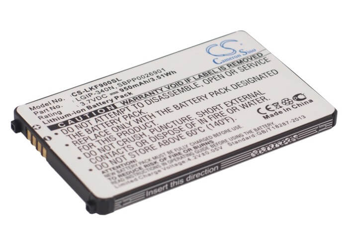 3.7V, 950mAh, Li-ion Battery fits Lg, Ax265 Banter, Ax840, 3.515Wh