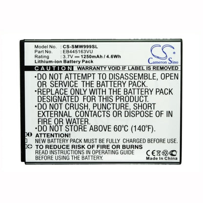 3.7V, 1250mAh, Li-ion Battery fits Samsung, Gt-s7530, Gt-s7530e, 4.625Wh