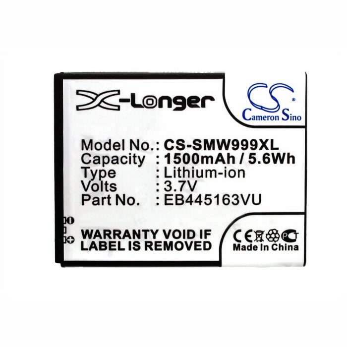 3.7V, 1500mAh, Li-ion Battery fits Samsung, Gt-s7530, Gt-s7530e, 5.55Wh