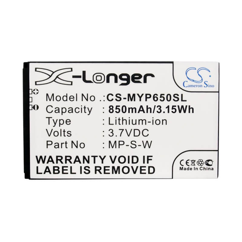 3.7V, 850mAh, Li-ion Battery fits Myphone, 6500, 3.145Wh