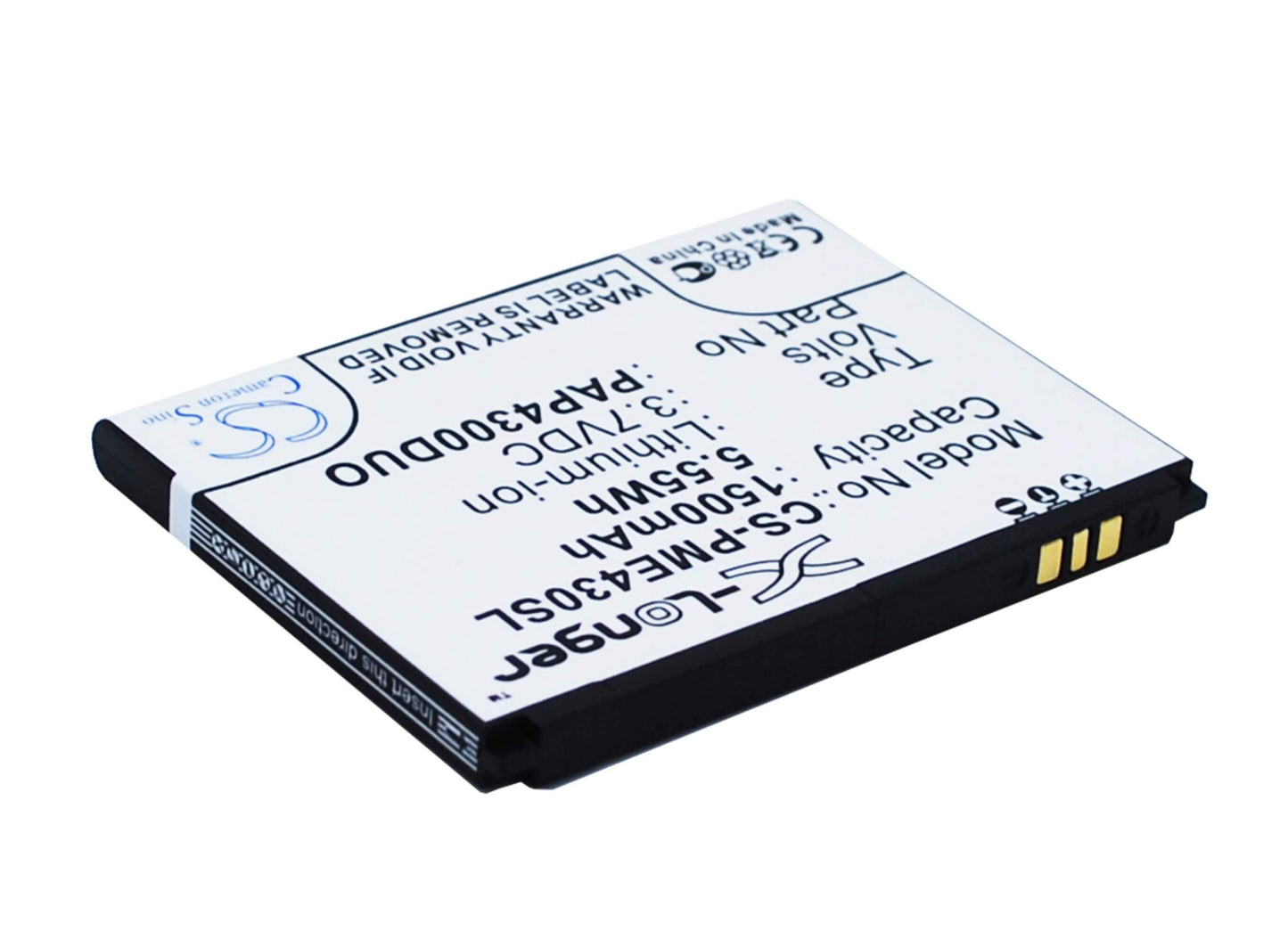 3.7V, 1500mAh, Li-ion Battery fits Prestigio, Multiphone 4300 Duo, 5.55Wh