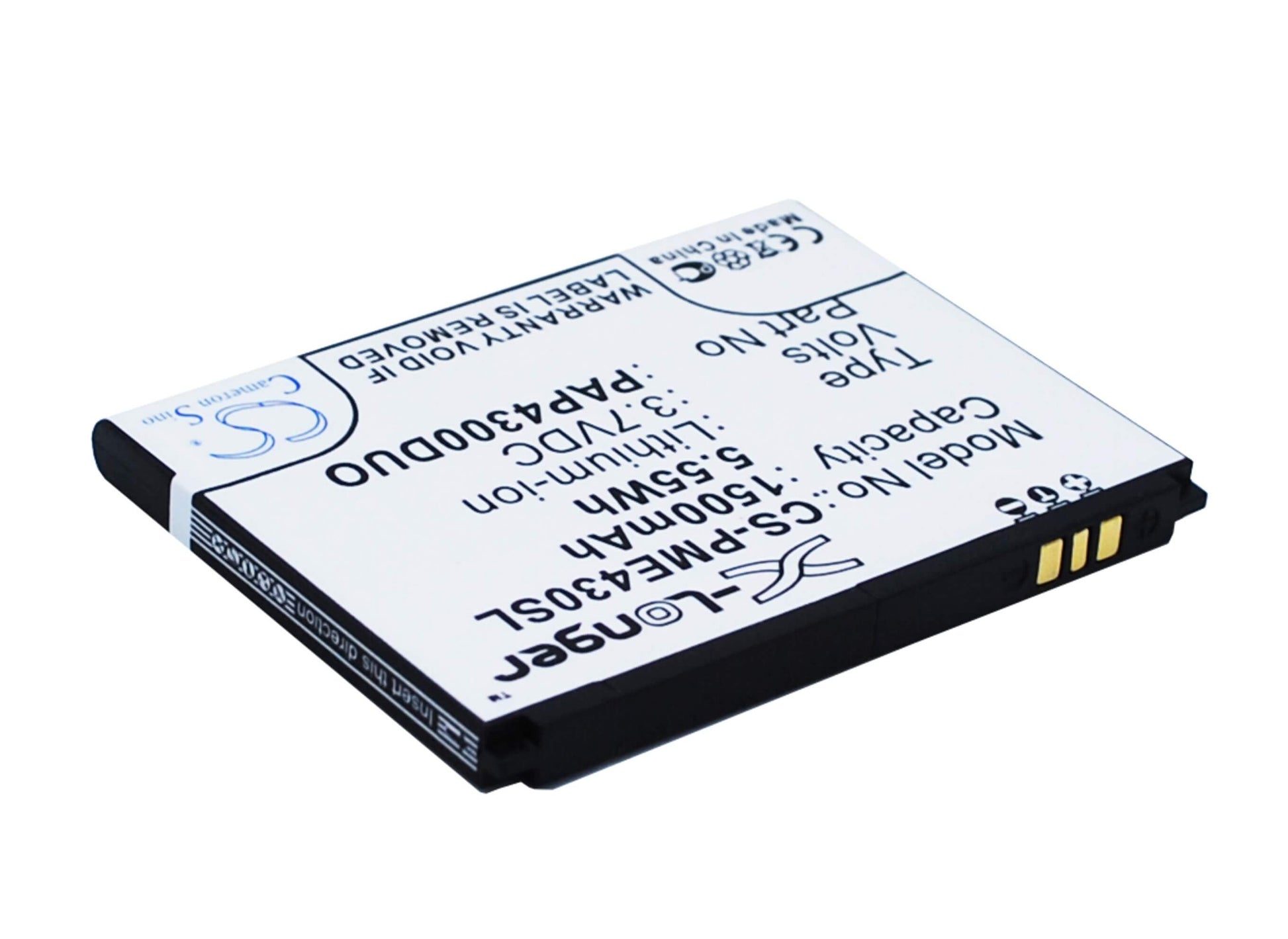 3.7V, 1500mAh, Li-ion Battery fits Prestigio, Multiphone 4300 Duo, 5.55Wh