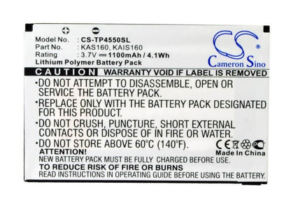 3.7V, 1100mAh, Li-Polymer Battery fits At&t, 8900, 8925 Tilt, 4.07Wh
