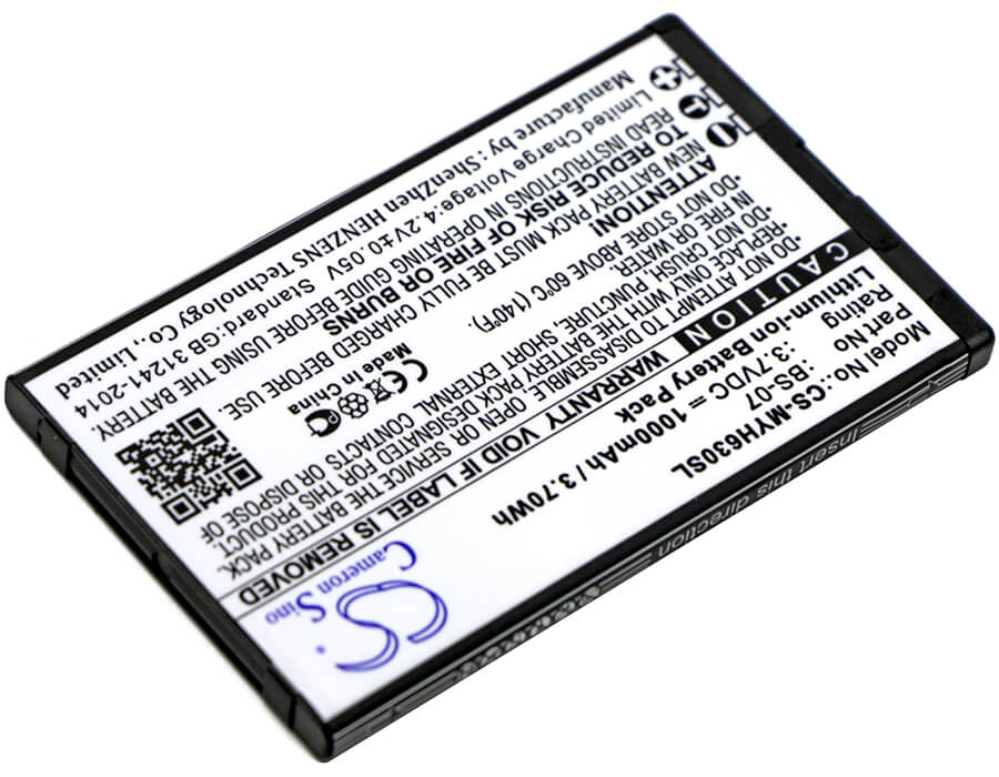3.7V, 1000mAh, Li-ion Battery fits Myphone, 6300, 3.7Wh