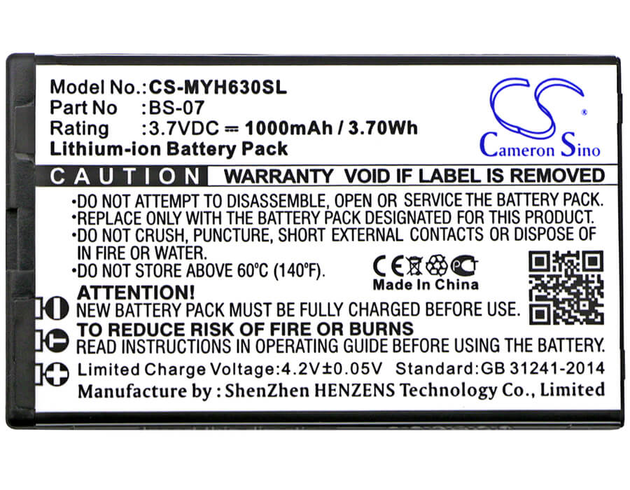 3.7V, 1000mAh, Li-ion Battery fits Myphone, 6300, 3.7Wh
