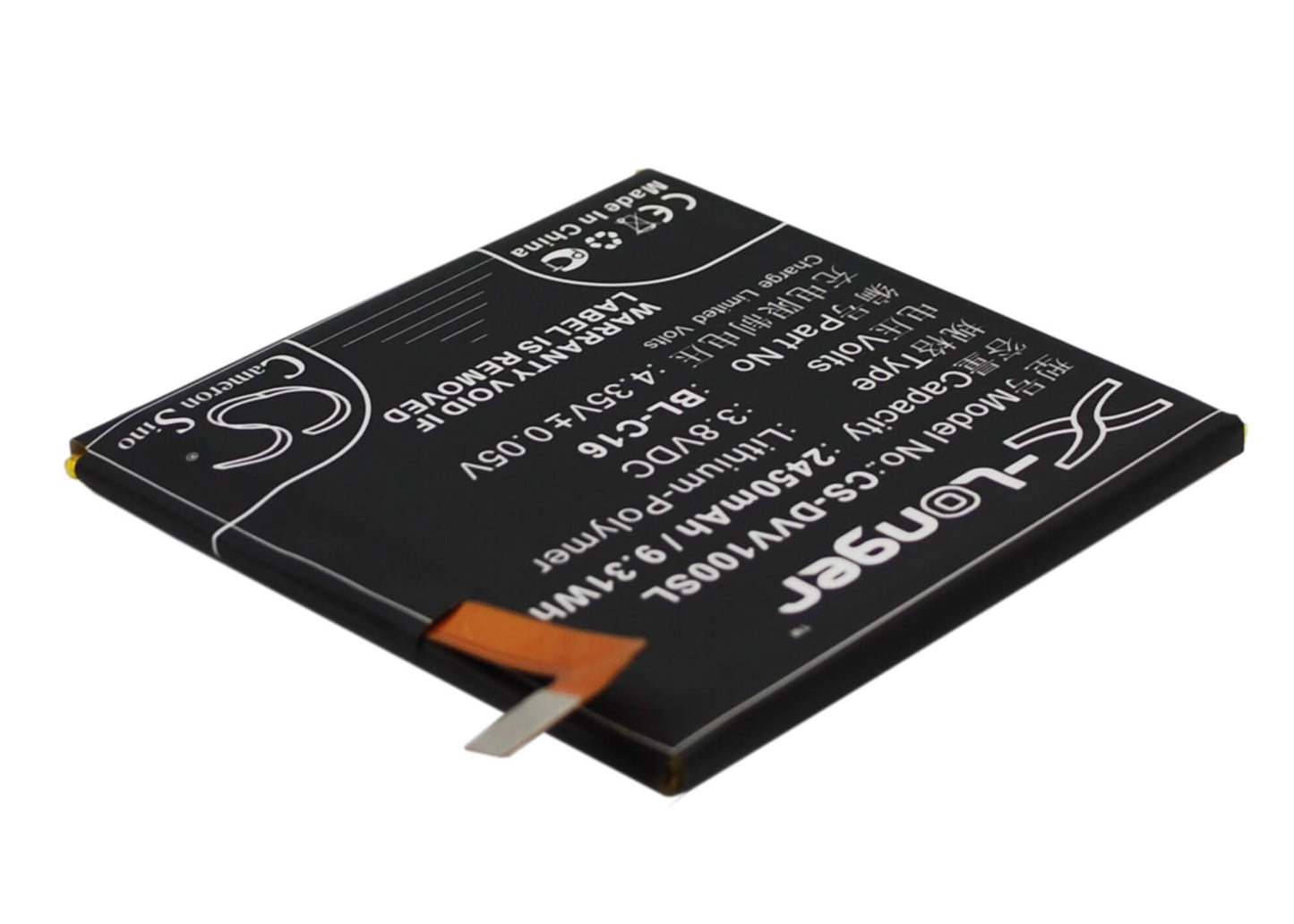 3.8V, 2450mAh, Li-Polymer Battery fits Doov, V1, 9.31Wh