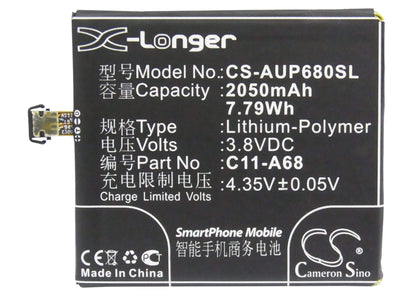 3.8V, 2050mAh, Li-Polymer Battery fits Asus, A68, Padfone 2, 7.79Wh