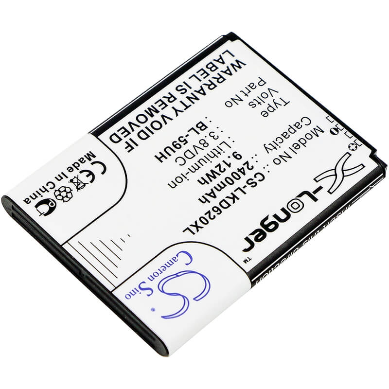 3.8V, 2400mAh, Li-ion Battery fits Lg, D315, D320, 9.12Wh